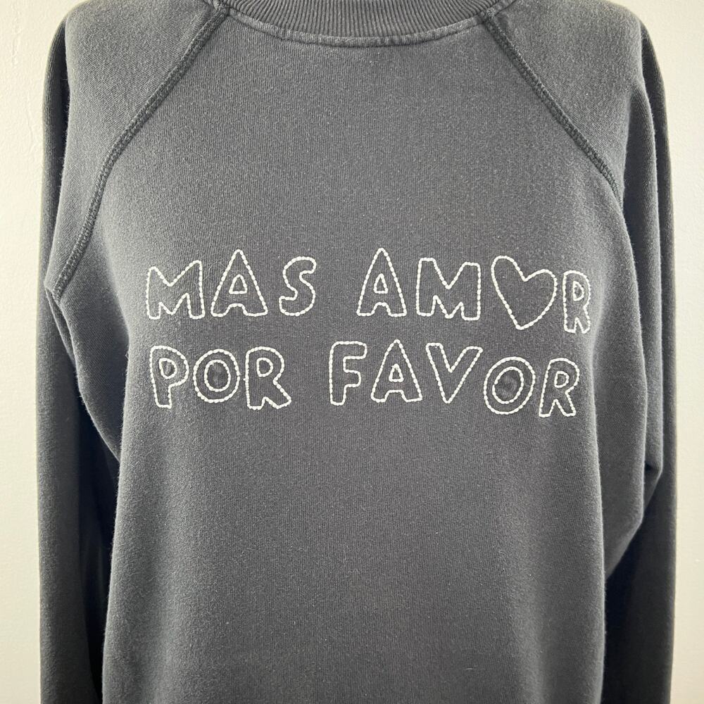 Spiritual Gangster Gray Sweatshirt Cotton MAS AMOR POR FAVOR Crew Size S Small - Picture 2 of 8